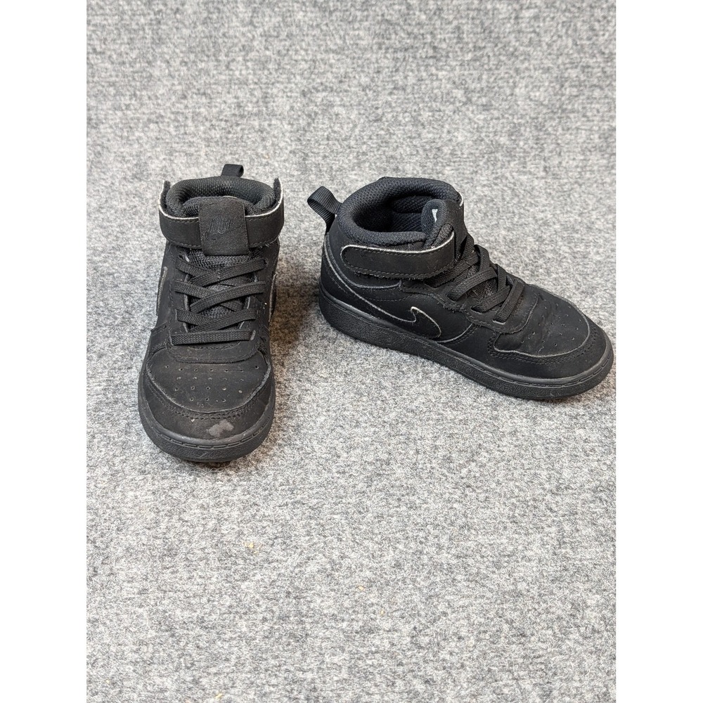 Nike Shoes Kids Size 9C Black Mid Top Hook & Loop Casual Sneakers CW5689-001